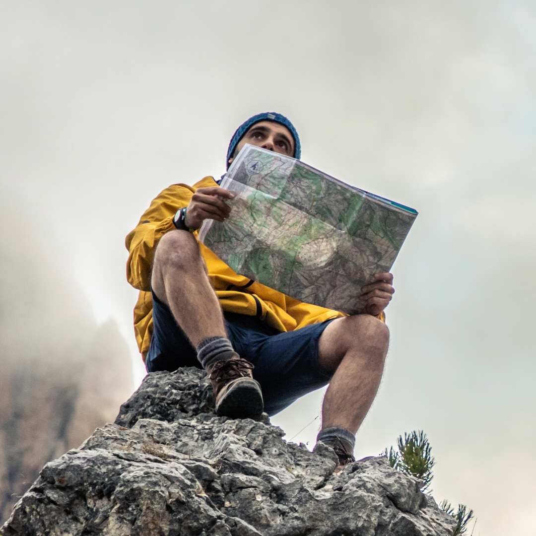 man reading a map