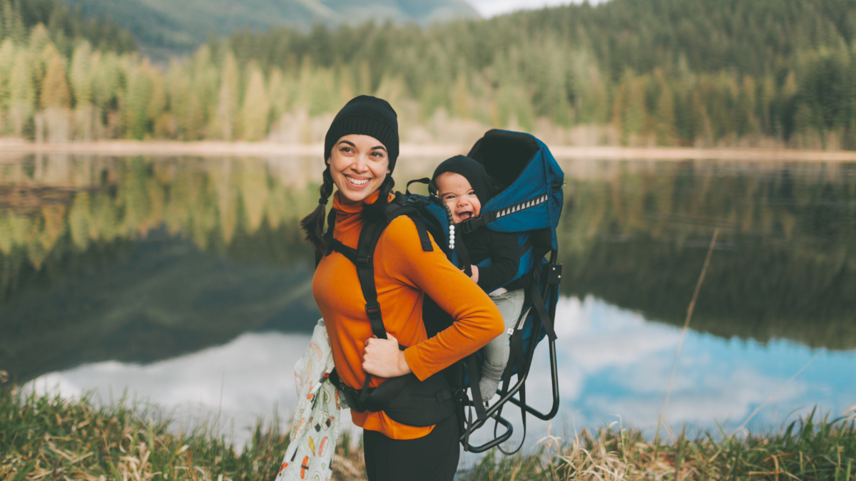 Mom and baby at the lake